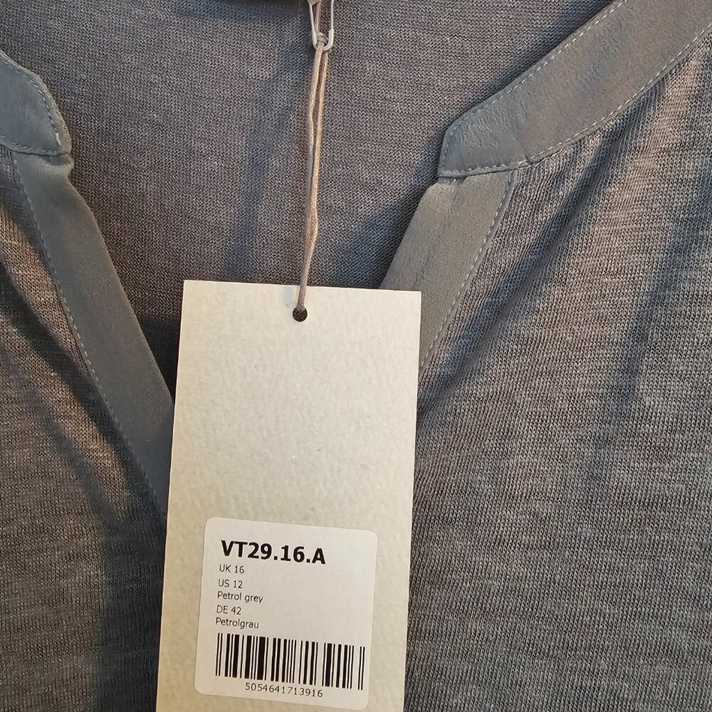 POETRY grey linen slub dress with silk trim NWT sz 12 - Picture 3 of 5